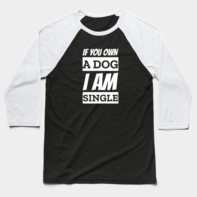 If You Own A Dog I am Single Funny Pick Up Line Baseball T-Shirt by Outrageous Tees